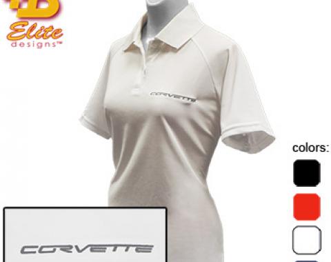 C6 Corvette Script Embroidered Ladies Performance Polo Shirt