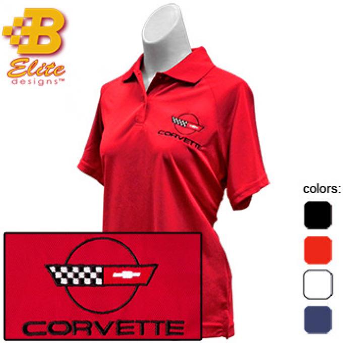 C4 Corvette Emblem Ladies Performance Polo Shirt