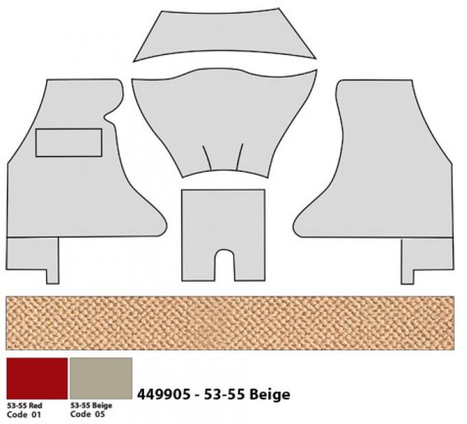 Corvette Carpet, Gross Point, Beige (05), 1953-1955