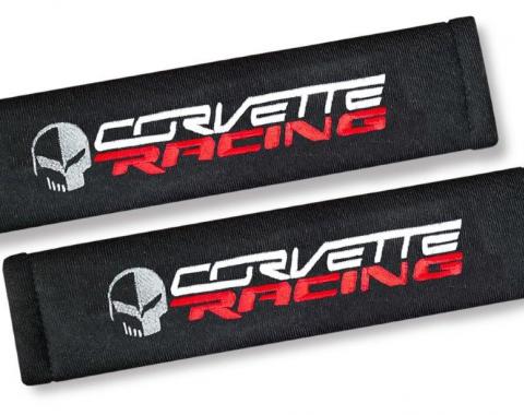 Corvette Shoulder Belt Pads, with Corvette Racing Script, 2014-2018
