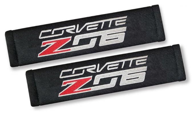 Corvette Shoulder Belt Pads, with Z06 Script, 2014-2018