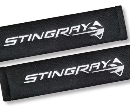 Corvette Shoulder Belt Pads, with Stingray Script, 2014-2018