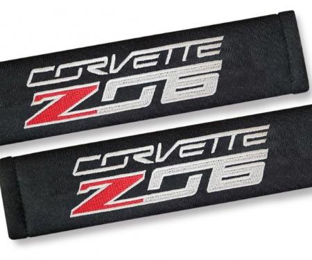 Corvette Shoulder Belt Pads, with Z06 Script, 2014-2018