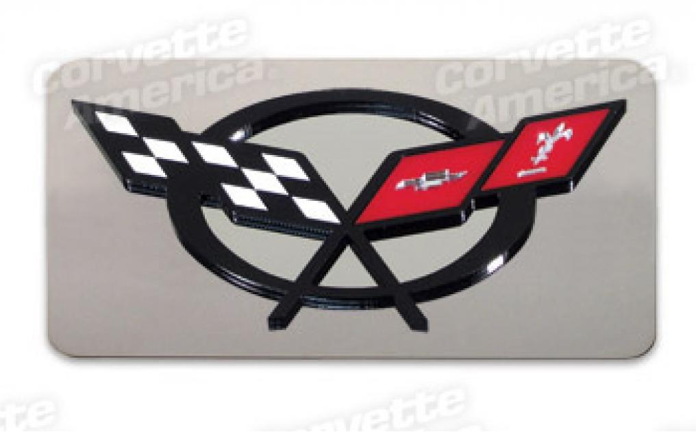 Corvette Exhaust Plate, with C5 Emblem Stainless Steel, 19972004