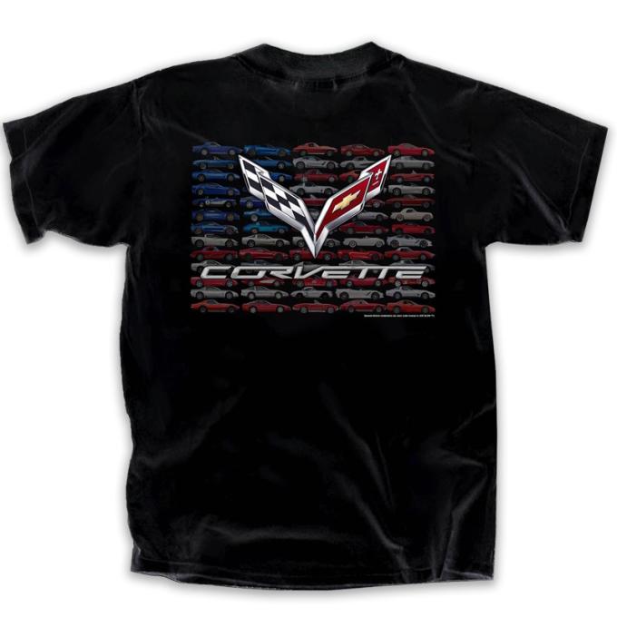 Corvette Flag America Adult T-Shirt