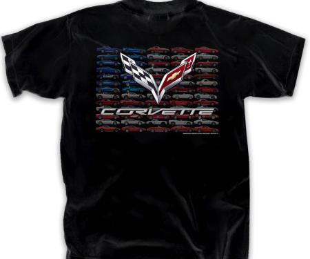 Corvette Flag America Adult T-Shirt