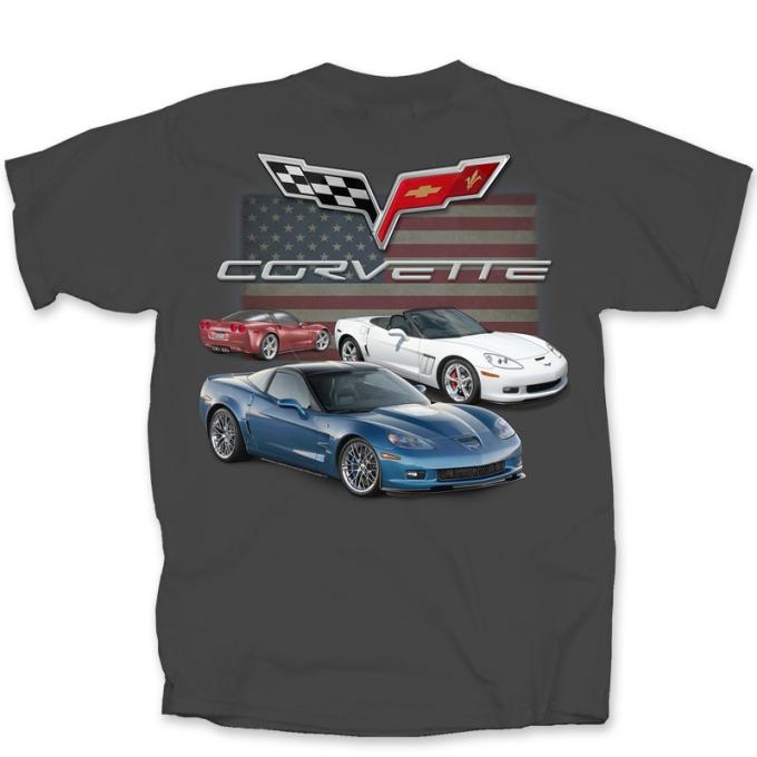 C6 Chevy Corvette Flag 2 Adult T-Shirt