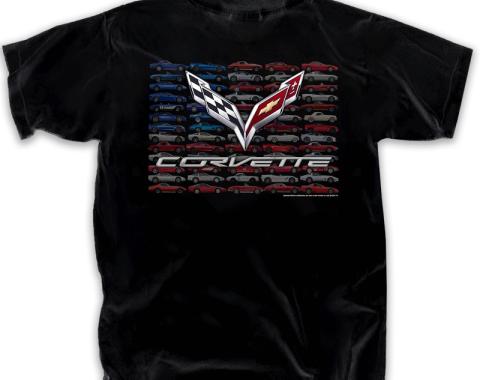 Corvette Flag America Adult T-Shirt