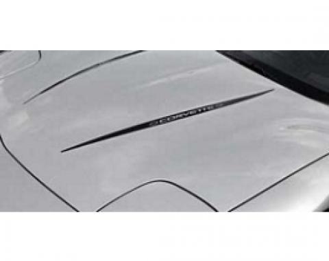 Corvette Hood Decal Kit, With Word Corvette, Black, 1997-2004
