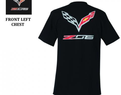 Corvette Z06 With Flags T-Shirt, Black