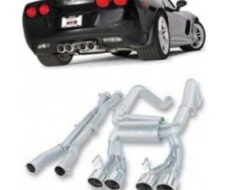 Corvette Exhaust System, Borla, Z06, Sport S-Type Series, With Quad Rolled Round Tips, 2006-2010