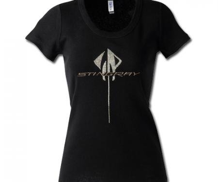 Corvette C7 Ladies Stingray Rightinestone T-Shirt, Black
