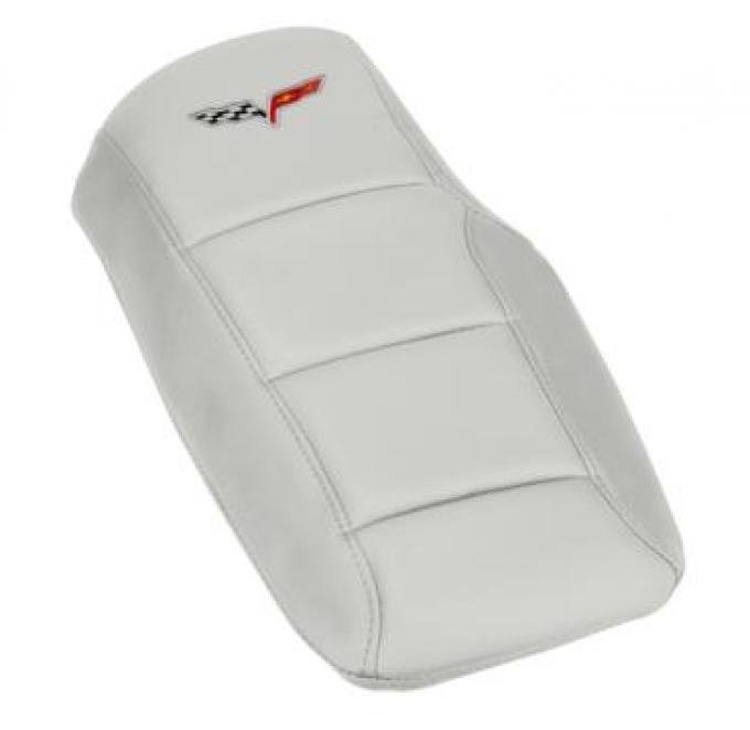 Corvette Console Cushion, with Embroidered C6 Logo, Arctic White, 2005-2013