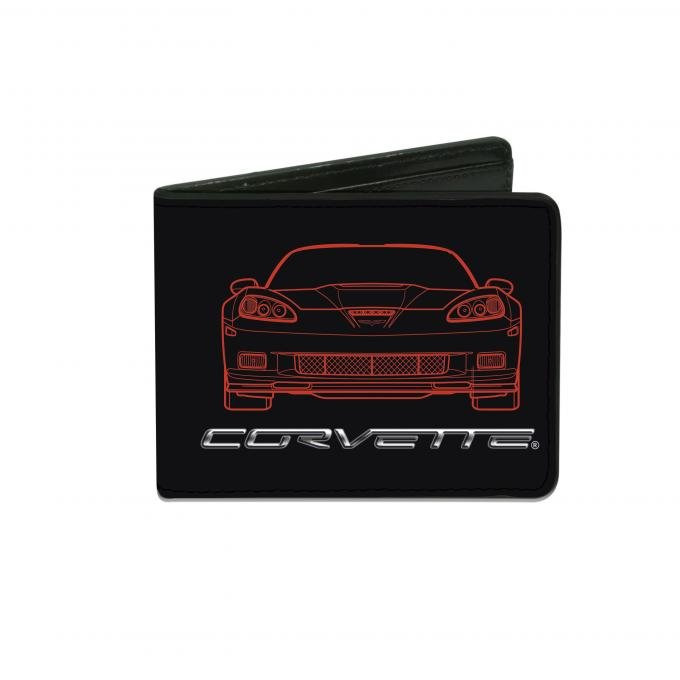 Corvette Bi-Fold Wallet with C6 Blueprints Front & Rear
