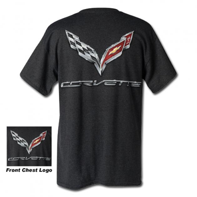 Wicked Metal Corvette C7 T-Shirt | Midnight Black Muscle Car Tee (XX-Large)