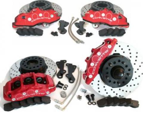 Corvette Z06 Brake Upgrade Kit, Front and Rear, with Cross Drilled Rotors, 1965-1982