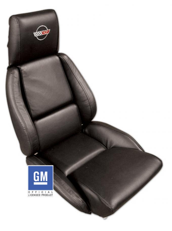 CA 1989-1992 Chevrolet Corvette Embroidered Leather Seat Covers Standard 420420E | 59-96 Black