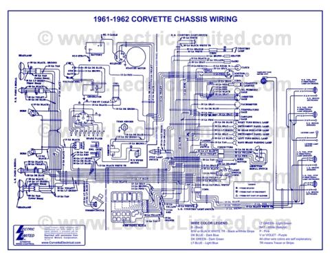 Lectric Limited 1961-1962 Chevrolet Corvette Wiring Diagram VWD6162