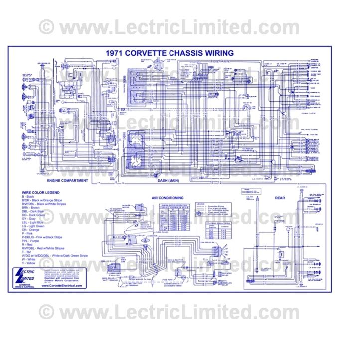 Lectric Limited 1971 Chevrolet Corvette Wiring Diagram VWD7100