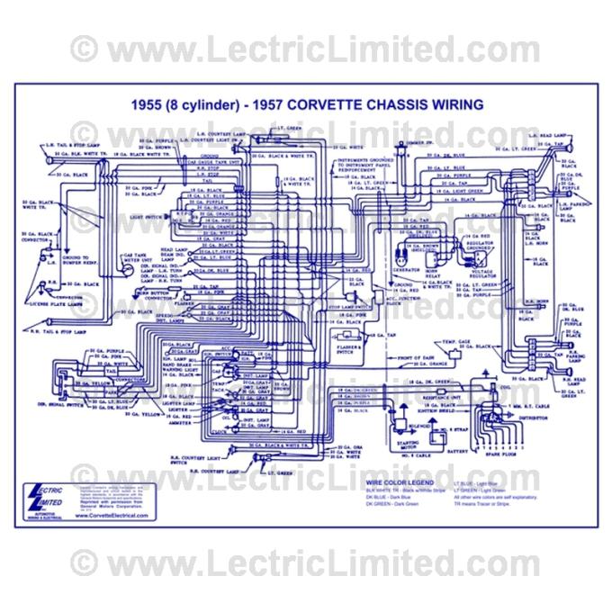 Lectric Limited 1955-1957 Chevrolet Corvette Wiring Diagram VWD5557