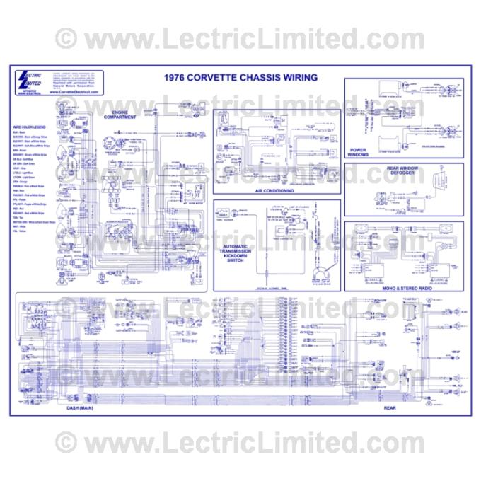 Lectric Limited 1976 Chevrolet Corvette Wiring Diagram VWD7600