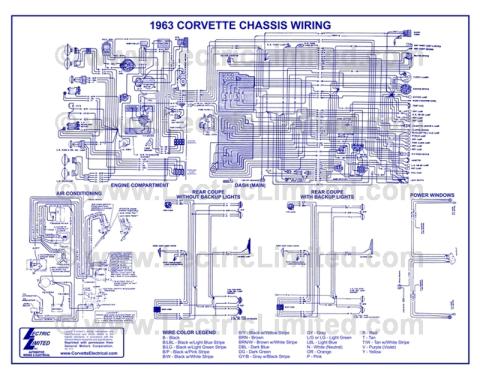 Lectric Limited 1963 Chevrolet Corvette Wiring Diagram VWD6300