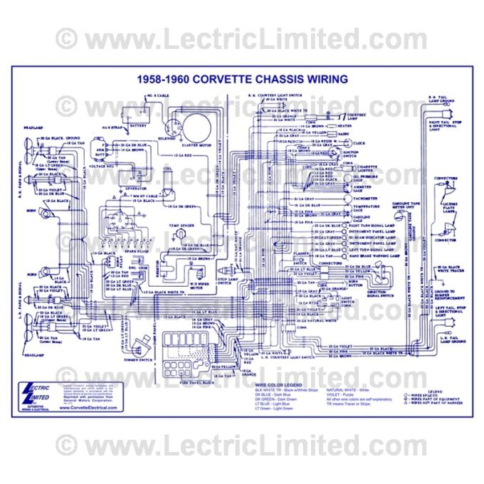 Lectric Limited 1958-1960 Chevrolet Corvette Wiring Diagram VWD5860