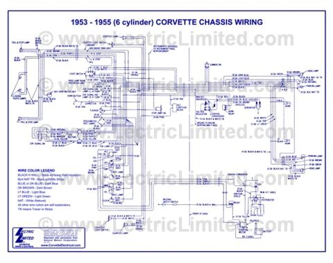 Lectric Limited 1953-1955 Chevrolet Corvette Wiring Diagram VWD5355