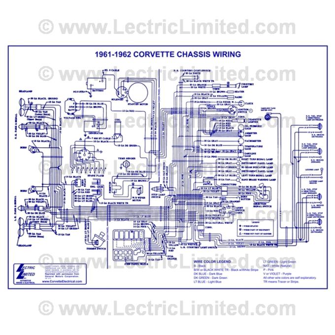 Lectric Limited 1961-1962 Chevrolet Corvette Wiring Diagram VWD6162