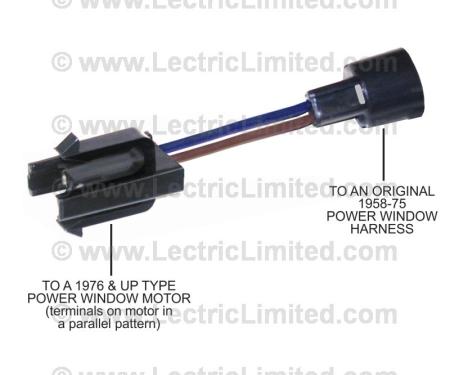 Lectric Limited 1957-1975 Buick / Cadillac / Chevrolet / Oldsmobile / Pontiac Power Window Motor Adapter Harness VPW7682CKB