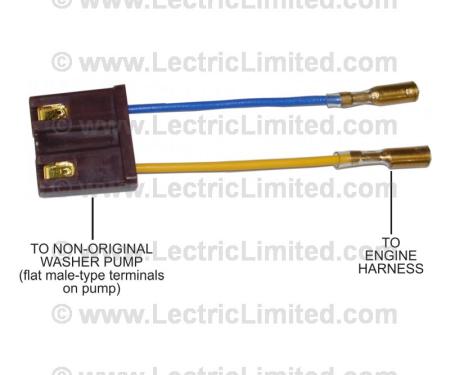 Lectric Limited 1968-1974 Chevrolet Corvette Windshield Washer Pump Adapter Harness VWH6874CK