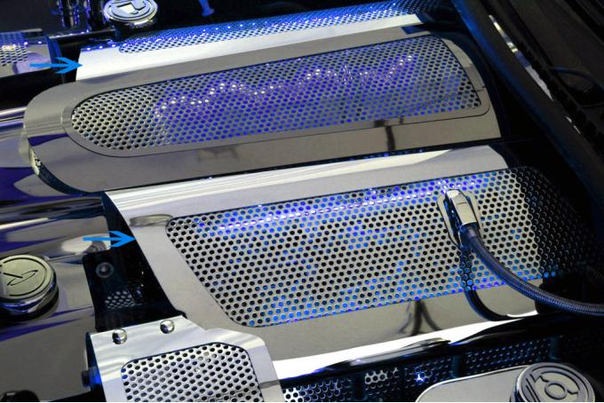 2008-2013 Corvette C6/GS - Illuminated Fuel Rail Covers Replacement Style - Stainless Steel, Choose LED Color 043052