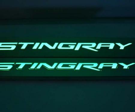 2014-2019 Chevrolet Corvette Doorsills Replacement Style Stingray Satin Illuminated Blue | Illuminated Blue