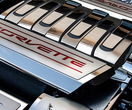 2014-2019 C7/Z51 Corvette - CORVETTE Style Fuel Rail Covers Factory Overlay 2Pc - Stainless Steel, Choose Color 053118