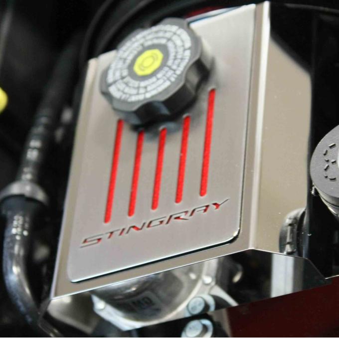 2014-2019 Z06/Z51/ZR1/C7- Brake Master Cylinder Cover Polished w/Ribbed Slots - Choose Manual or Auto 053052