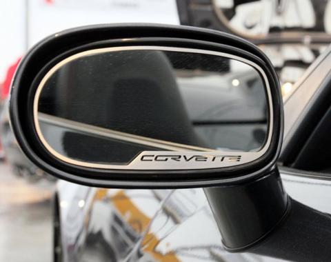 American Car Craft 2005-2019 Chevrolet Corvette Mirror Trim Side View Corvette Style 2pc GM Licensed 042086
