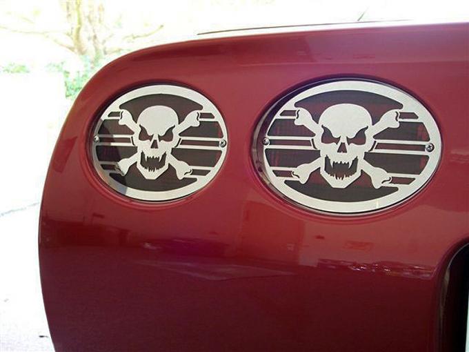 American Car Craft Taillight Grilles Polished Skull 4pc 032044