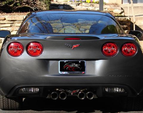 American Car Craft 2005-2013 Chevrolet Corvette Taillight Covers Polished Tribal Skull 4pc 042073