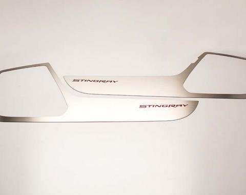 2014-2019 Corvette Stingray - Door Guards with Stingray Lettering 2Pc - Choose Inlay Color 051002