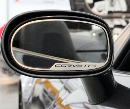 American Car Craft 2005-2019 Chevrolet Corvette Mirror Trim Side View Corvette Style 2pc GM Licensed 042086