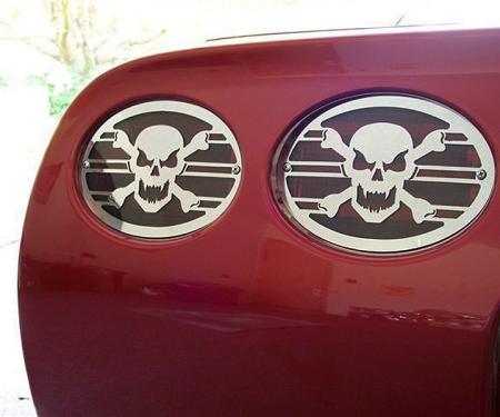 American Car Craft Taillight Grilles Polished Skull 4pc 032044