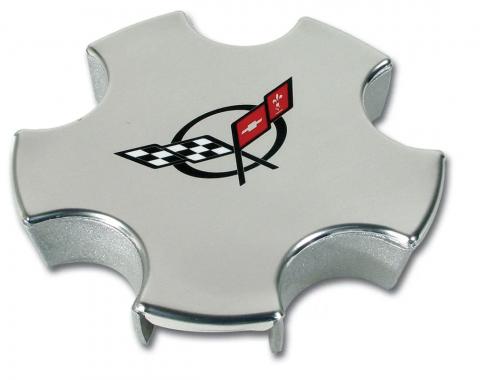 Corvette Wheel Center Cap, Polished, Factory, 2000-2004