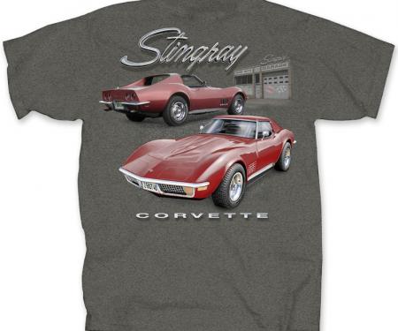 Corvette T-Shirt, Stingray Garage, Charcoal Heather