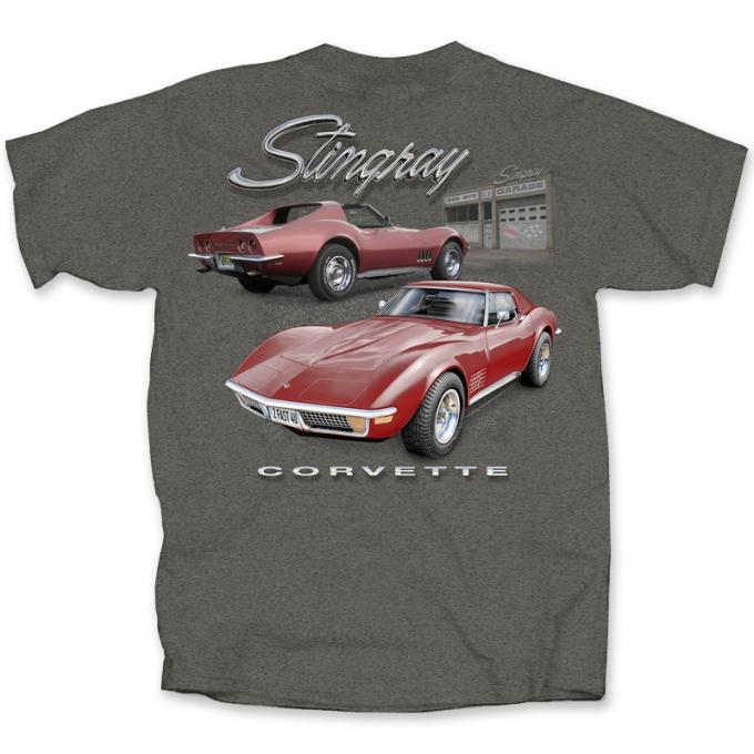 Corvette T-Shirt, Stingray Garage, Charcoal Heather