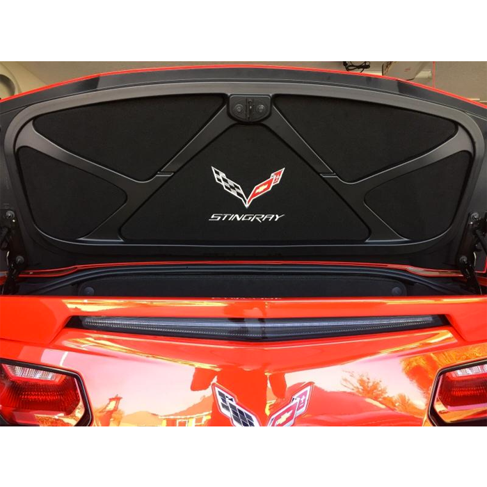 Corvette Trunk Lid Inner Liner, C7 Logo & Stingray Script, Black, 5