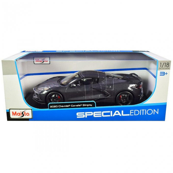 Maisto Special Edition 2020 C8 Corvette 1/18 Diecast | Grey with Racing Stripes