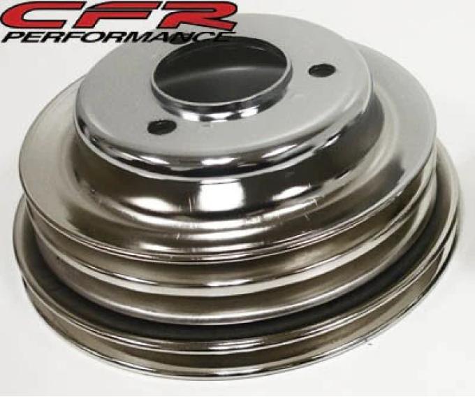 CFR Performance 1969-1985 Chevy Big Block 3-Groove Chrome Steel Crank Pulley (Long Water Pump) HZ-9724