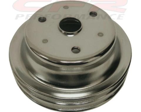 CFR Performance 1969-85 Chevy Small Block Chrome Steel Crankshaft Pulley - Long (2 Groove) HZ-9607