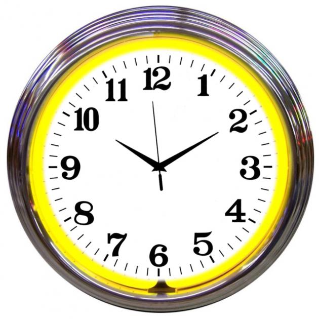 Neonetics Neon Clocks, Chrome Yellow Standard Neon Clock | Corvette Depot