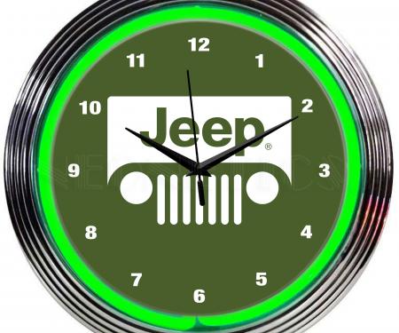 Neonetics Neon Clocks, Jeep Green Neon Clock